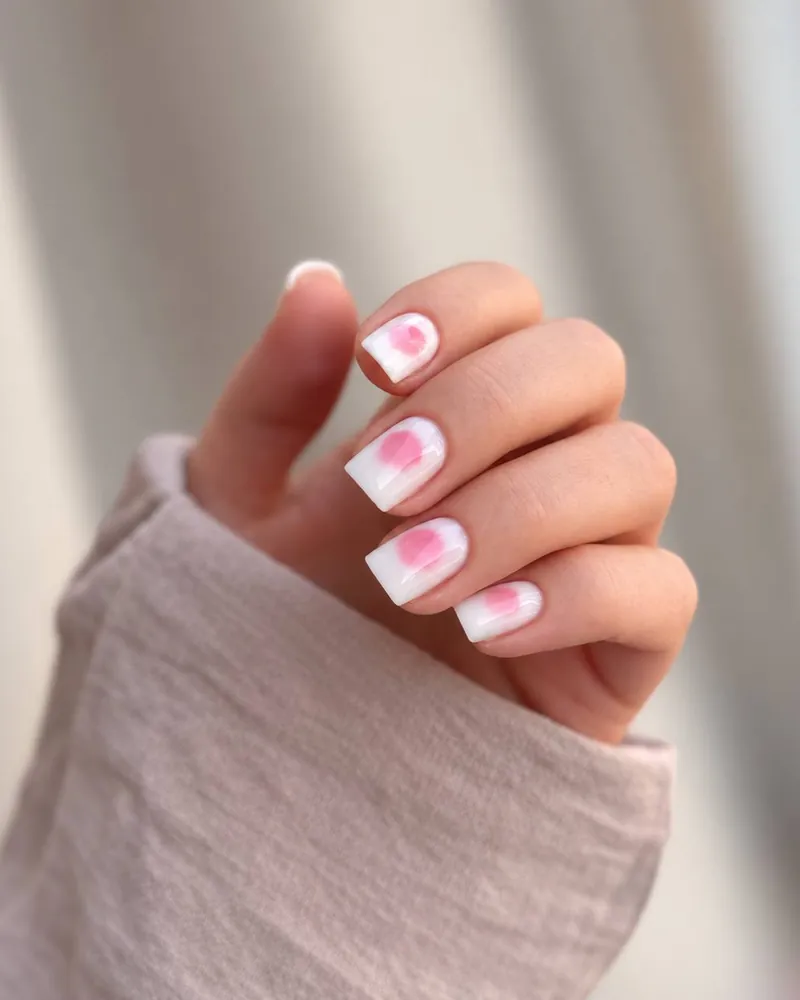 Maniküre in Weiß-Rosa – Nagelstudio Minden